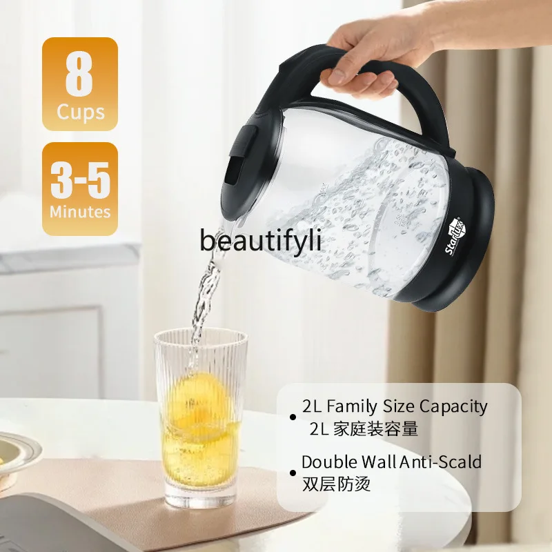 2L Large Capacity Transparent Glass Electric Kettle Foreign Trade Household Kettle