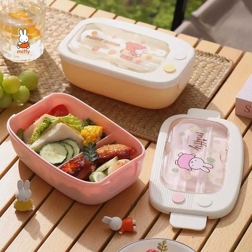 

Miffy Kawaii Rabbit Cartoon Compartmentalized Lunch Box Cute Bear Anime Portable Lunch Box Sweet Beveled Tableware