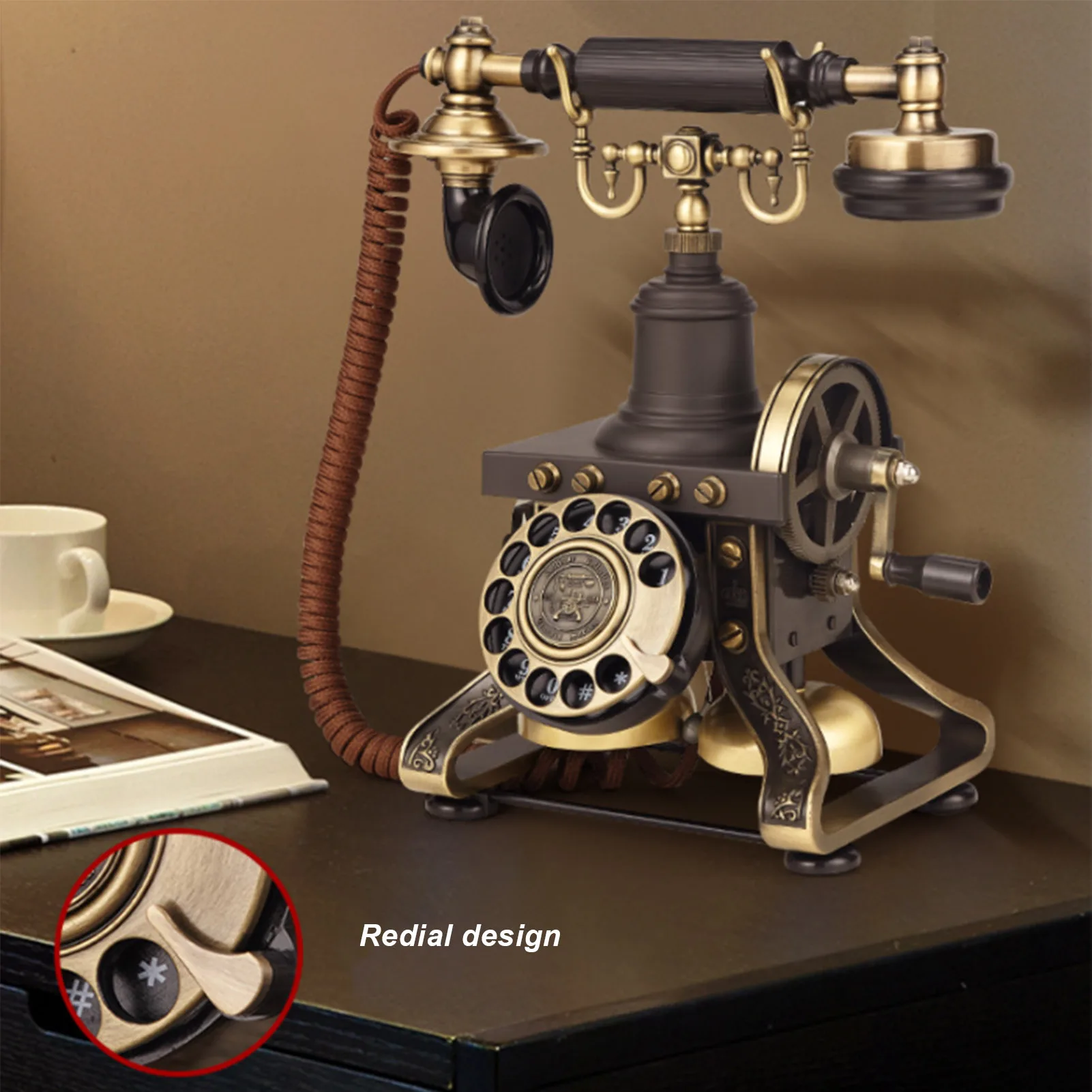 Retro Vintage Phone Antique Telephone Retro Vintage Rotary Old Fashion Corded Landline Telephone for Home Home Accessories