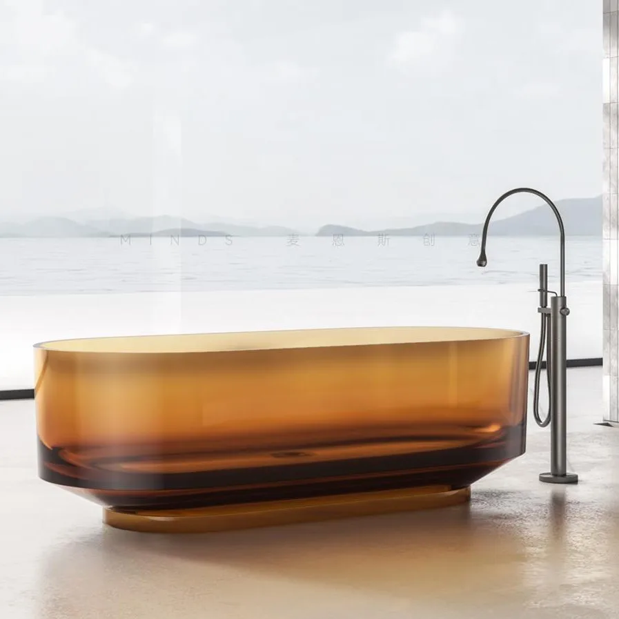 Transparent resin oval bathtub, B & B color transparent bathtub