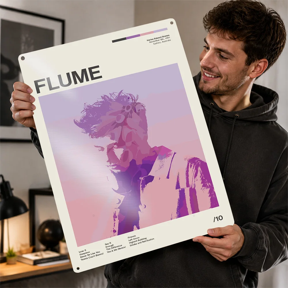 Flume Personalized 3D Textured Metal Poster Wall Art Vintage Tin Signs for Luxury Decoration Home Decorations Wand Deko Room Man