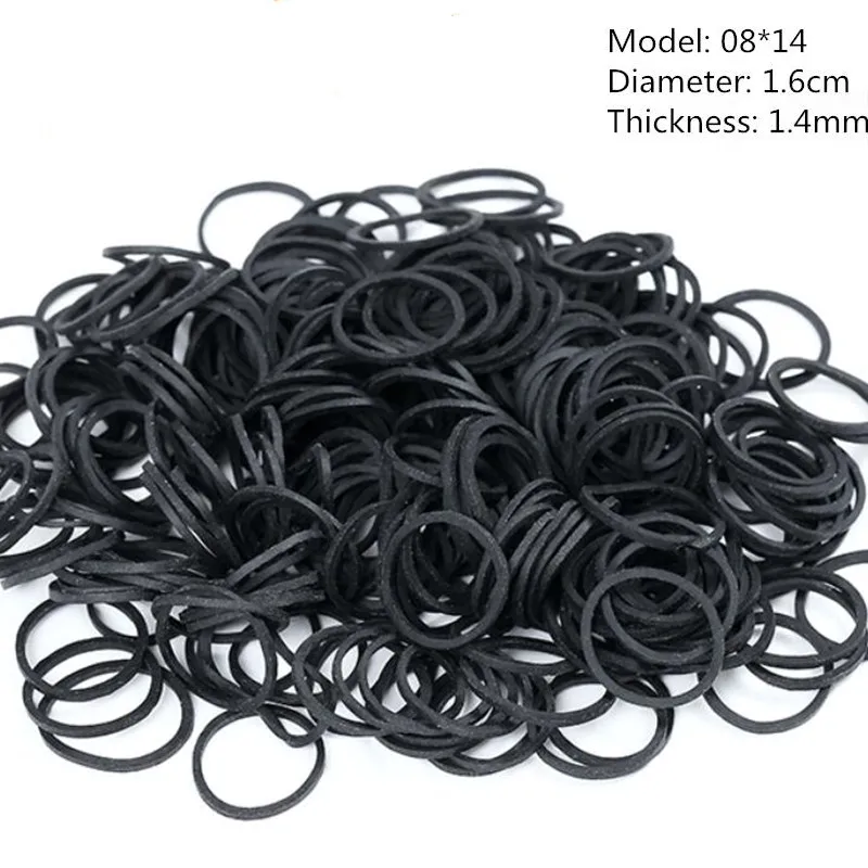 100Pcs Black Rubber Bands, 08x1.4mm Elastic Bands Rope Tapes Adhesives Fasteners Home Office Students School Stationery Supplies