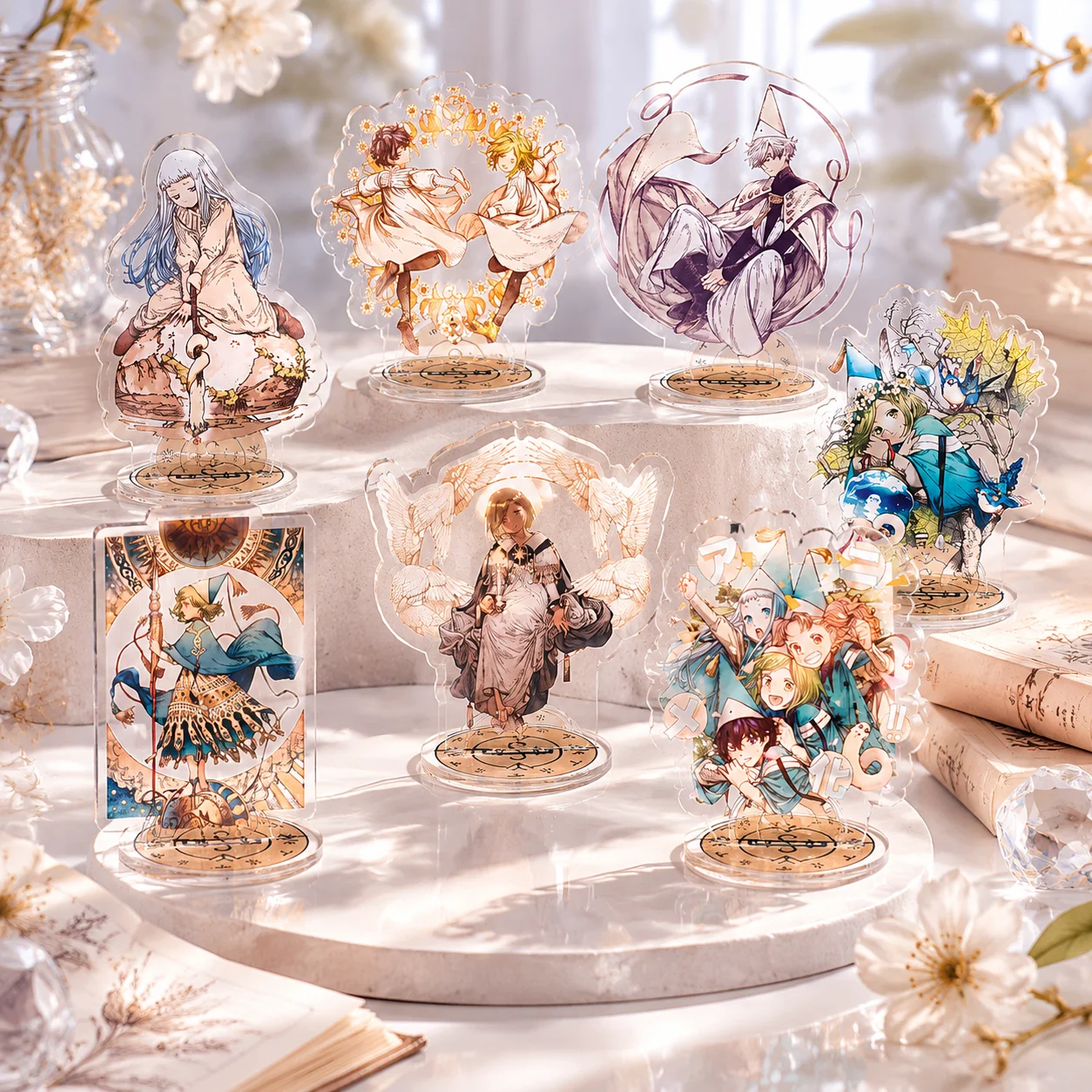 Anime Atelier of Witch Hat - Soporte acrílico de 10-13 cm con doble capa, impresión HD transparente, decoración de mesa, exquisito llavero