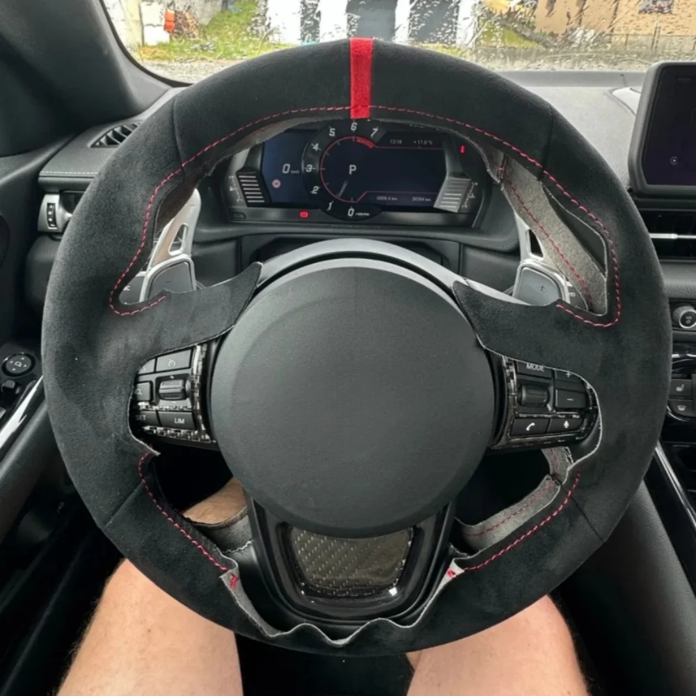 Handgenähter, atmungsaktiver, weicher Wildleder-Lenkradbezug für Toyota Supra GR A90 A91 MK5 2019-2024 Autozubehör.