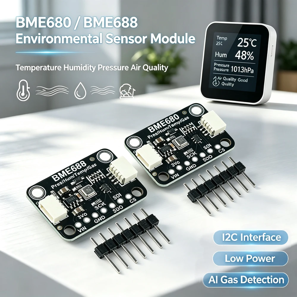 BME680 BME6688 Temperature, Humidity, Pressure Sensor, Environmental Sensor Module with STEMMA QT Qwiic I2C Interface