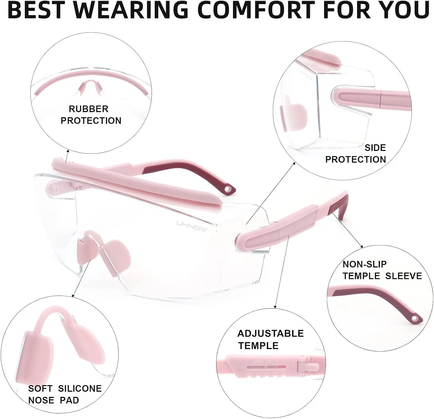 Occhiali di sicurezza industriale, resistenti agli urti con protezione UV, design antivento full frame per laboratorio, ciclismo, costruzione