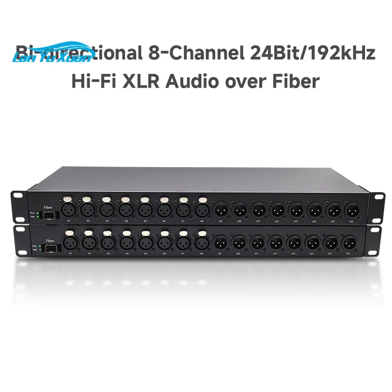 8Ch 24Bit Hi-Fi Bidirectional Balanced XLR Audio Over Fiber Converter with SFP Slot Two-Way Transmission XLR Audio to Fiber