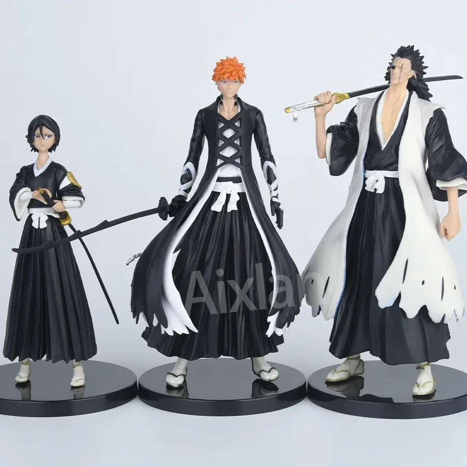 BLEACH フィギュアセット 白哉 ルキア　黒崎一護 Aixlan 3 個ブリーチアニメフィギュア黒崎一護 PVC アクション