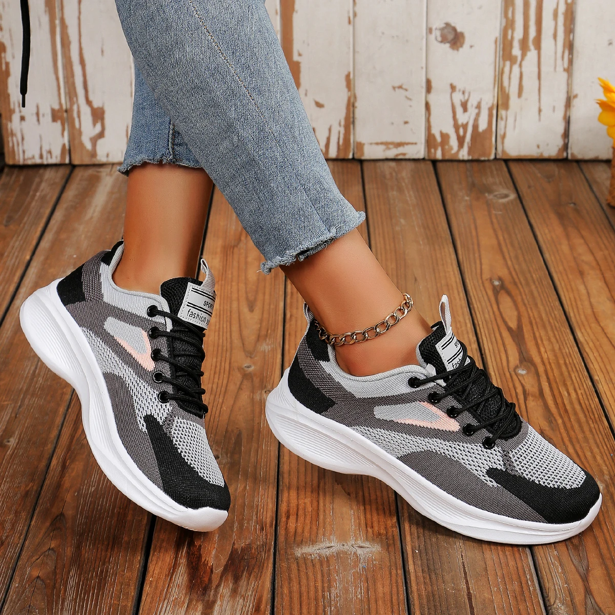 Women's Casual Sports Shoes with Fabric Front Straps, Versatile and Simple, Suitable for Outdoor Daily Commuting