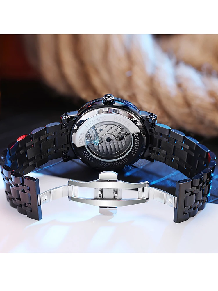 Tourbillon Men Watches Fashion Skeleton Mechanical Watch Men\'s Stainless Steel Wristwatch Masculino Relogio Drop Shipping