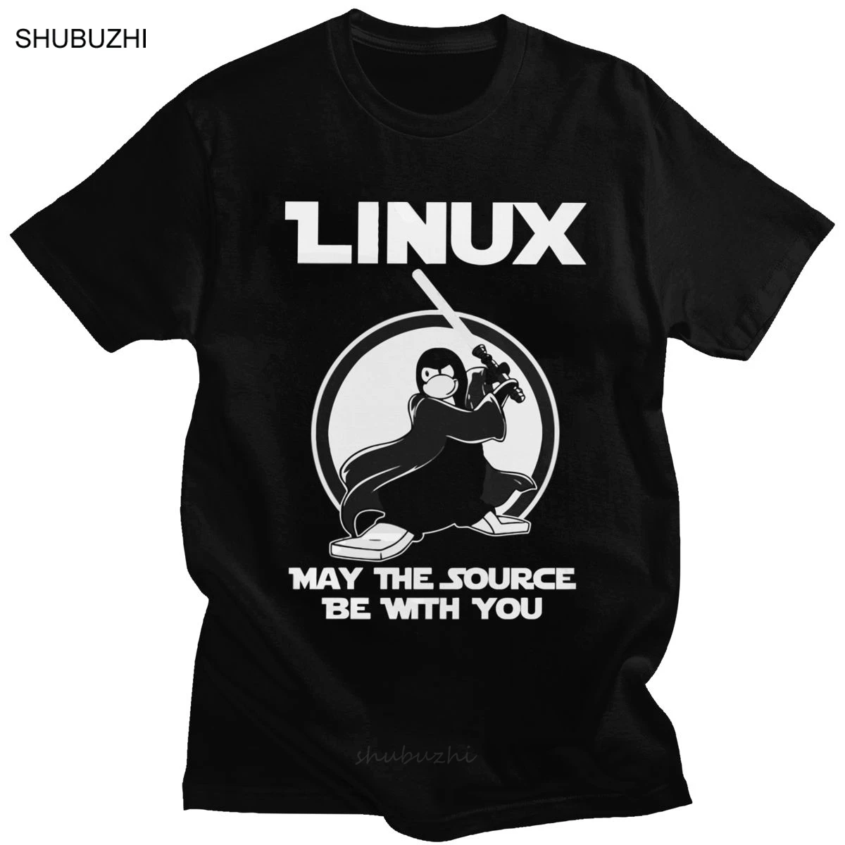 Funny Linux Tshirt Men May The Source Be With You T-shirt Programmer Computer Developer Geek Nerd Shirt Short Sleeve Cotton Tee