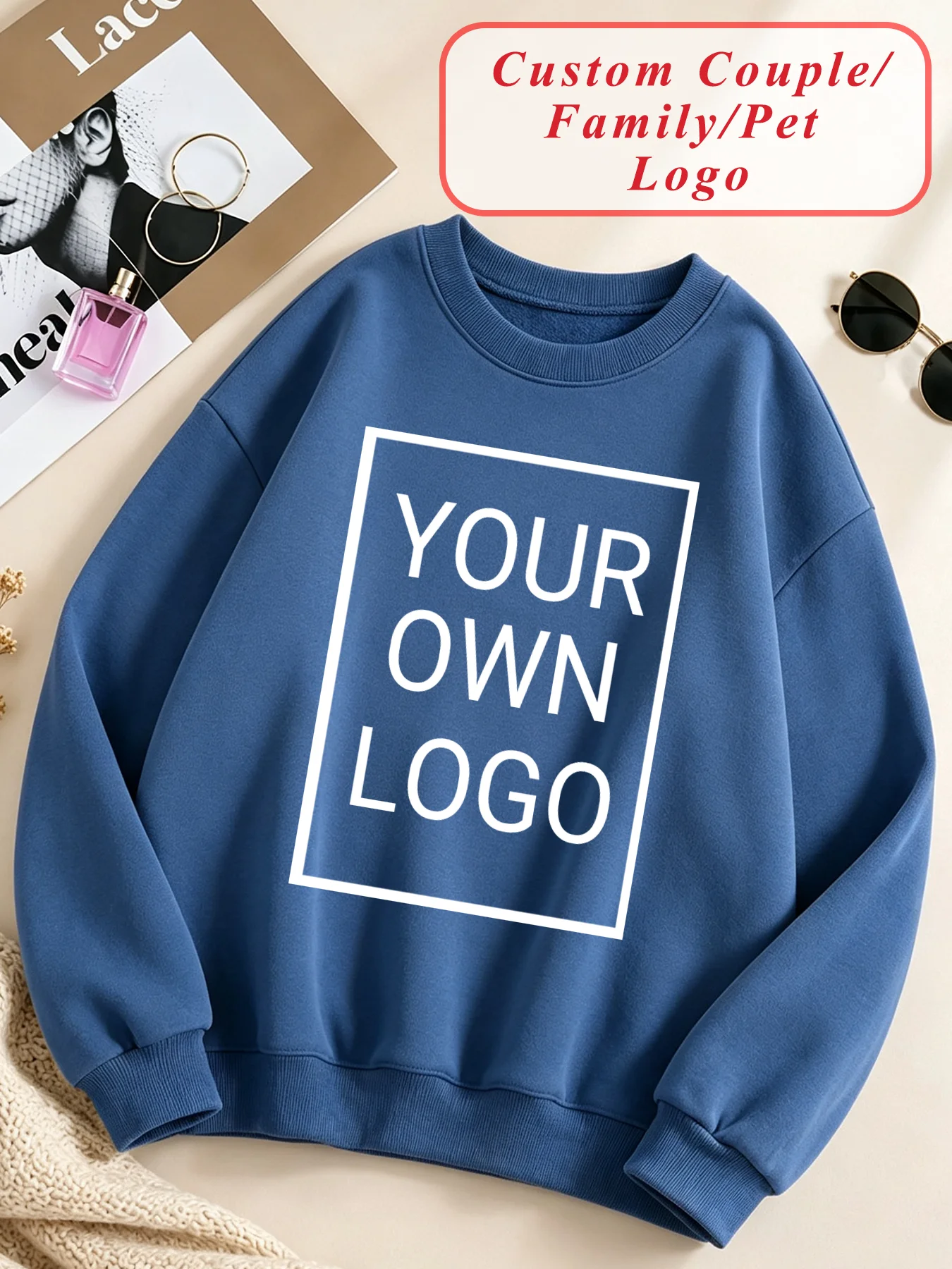 DIY Creative Text Logo Customized Women's Sweatshirt Comfortable Loose Pullovers Crewneck Autumn Y2K Streetwear Fleece Clothes