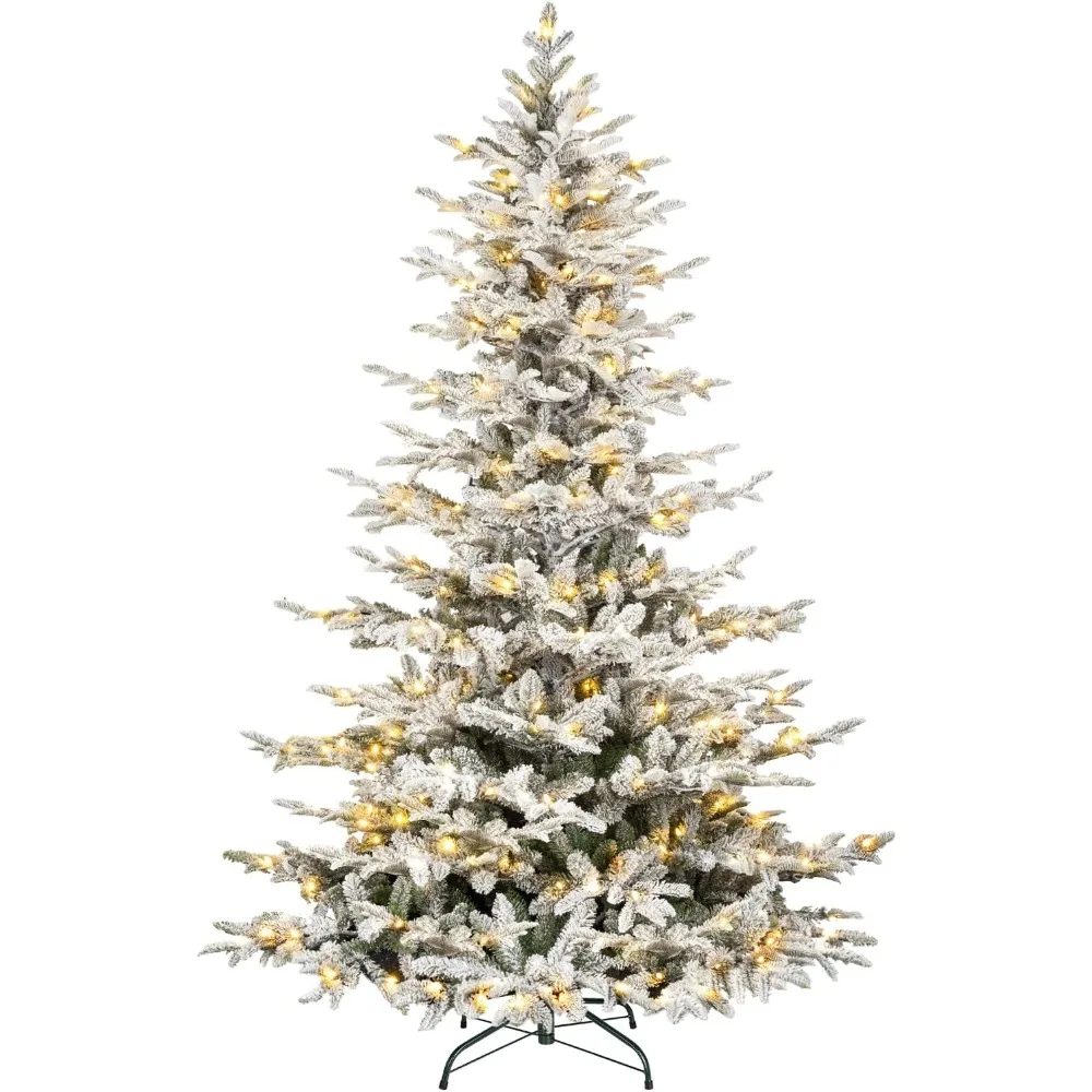 

Искусственная рождественская елка с предварительной подсветкой ягодицы 6 футов, 330 теплыми белыми огнями, жалюзи из полиэтилена и ПВХ 777, металлическое основание, навесные ветки