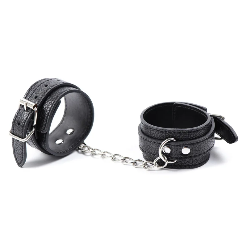 โรงงานขายส่งหนังผูกซี่โครง Handcuffs PIN BUCKLE AdjustmentSMSexy HAND-Tied โซ่เหล็ก HAND-Tied เท้าผูกของเล่น