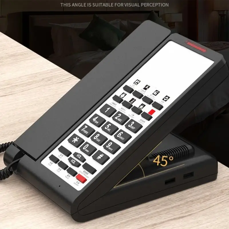 Corded Telephone Basic Desk Landline Phone Wall Mountable for Home Guest Room 
