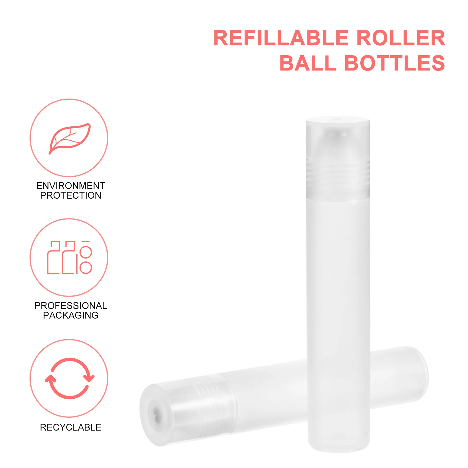 

10Pcs 20Ml Roller Bottle with Cap Refillable Essential Oil Container Subpackaging Bottle for Aromatherapy Massage Lip