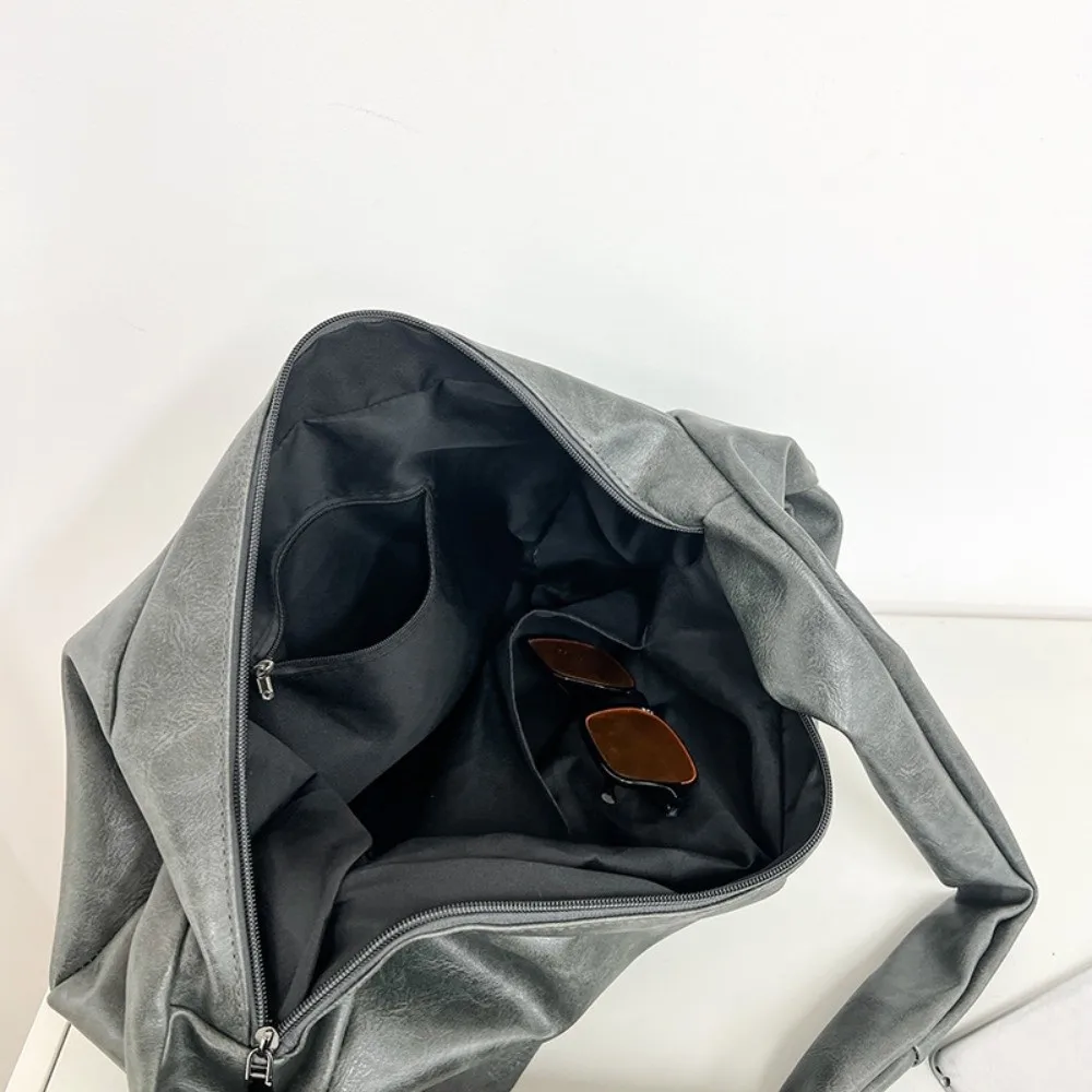 

Japanese Style PU Leather Shoulder Bag Multi-Functional Streetwear Male Dumpling Bag Lightweight Commuting Casual Chest Pack