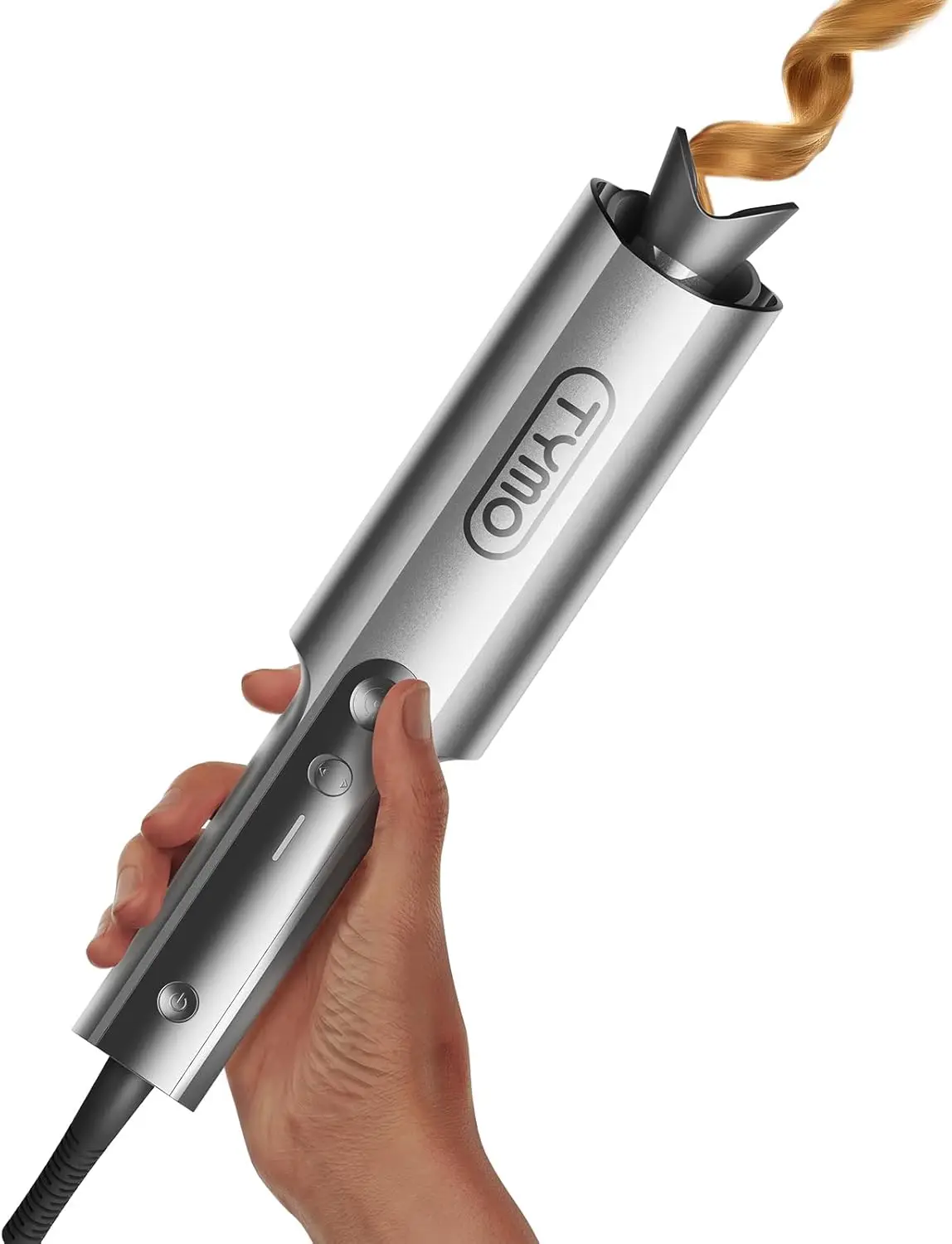 

Automatic Rotating Curling Iron for Long Hair, Ceramic Barrel, Anti-Scald, Dual Voltage, 1 Inch Grey