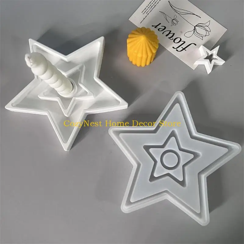 92MF Professional Silicone Star Shape Casting Molds For Crafting Candlestick Candle Holders Bases With Dried Flower Glitters