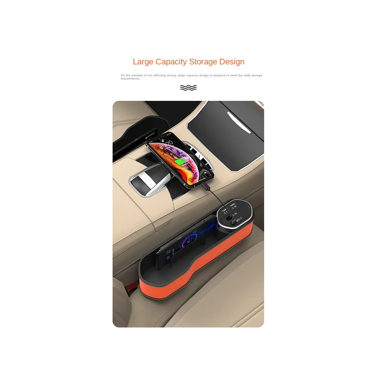 Wireless Charger Not Included Car Crevice Organizer Car Multifunction Charger Car Charger Car InteriorA