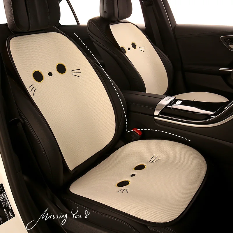 

2024 Car Seat Cushion Protector Cartoon Cute Kitten Fashion Anti-slip Breathable Car Seat Cushion Cover Pad Interior Accessories