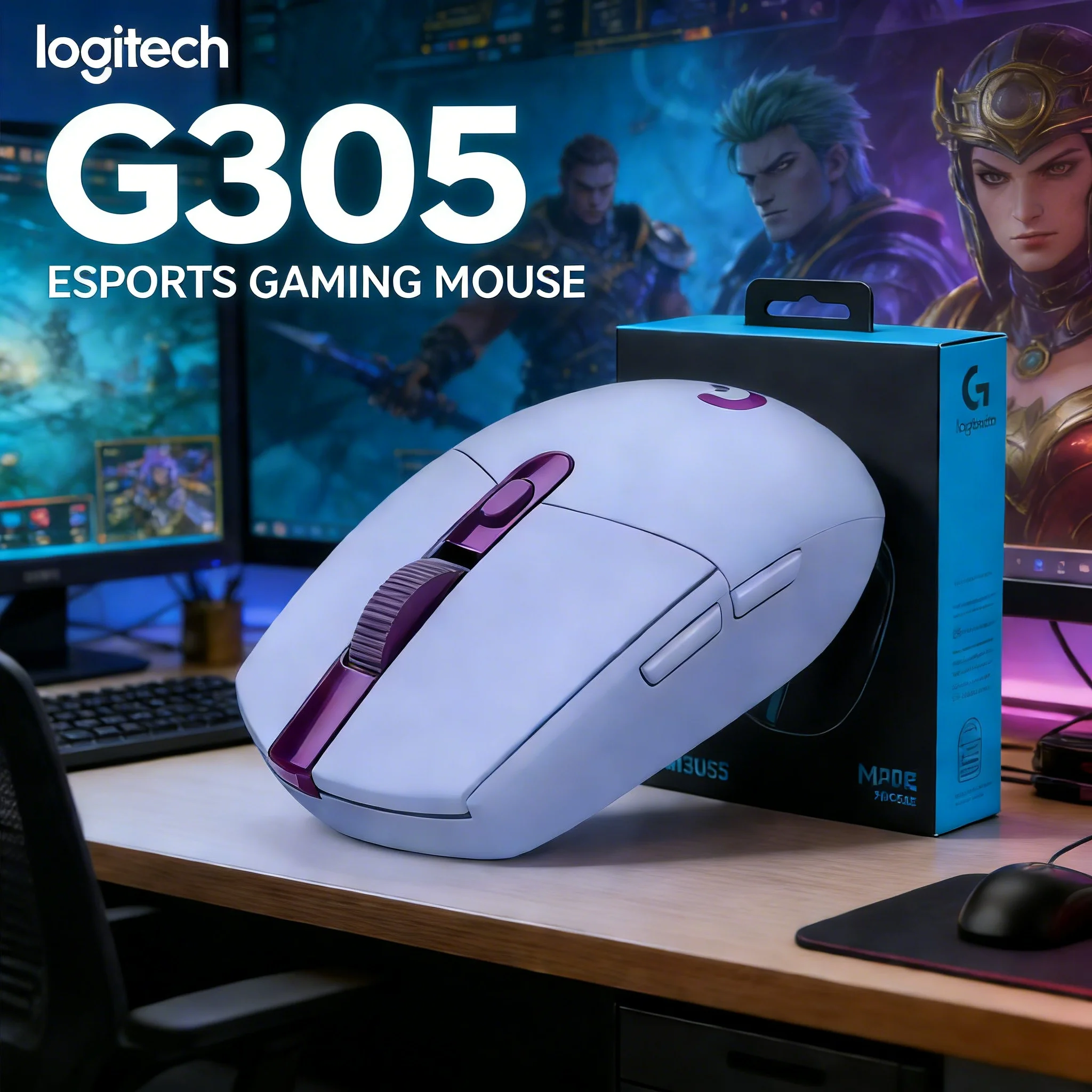 

Logitech G305 Gaming Mouse 12000 DPI HERO Sensor LIGHTSPEED Wireless Technology 6 Programmable Keys 250h Battery Life PC Mac