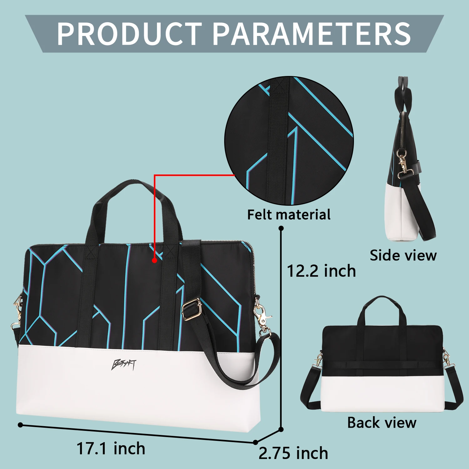 PunSMART-Sac étanche pour ordinateur portable, convient à un ordinateur de 15.6 pouces, mince, étui pour ordinateur portable, étui à bombes, sacs fourre-tout pour femmes, hommes, affaires, travail