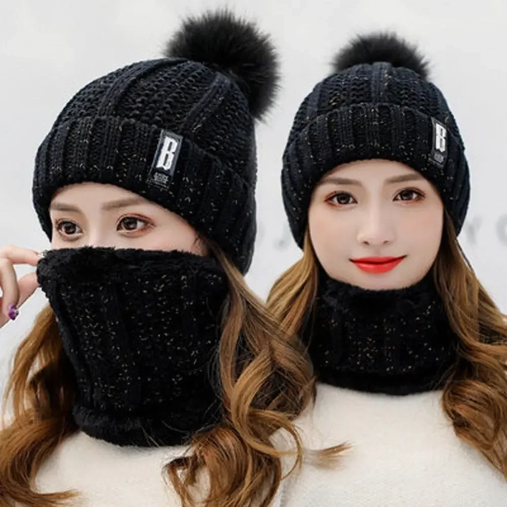 Conjunto de gorro y bufanda de Punto Grueso para mujer، لانا دي إنفيرنو، كاليدو
