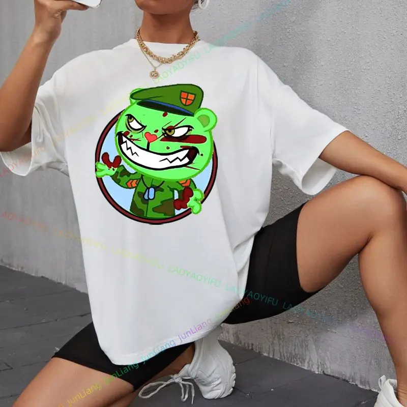 Funny Happy Tree Friend Candy Kill Cartoon Graphic T-shirt Street Fashion Kawaii Fun Shirt Gift New Cotton Top From Girlfriend