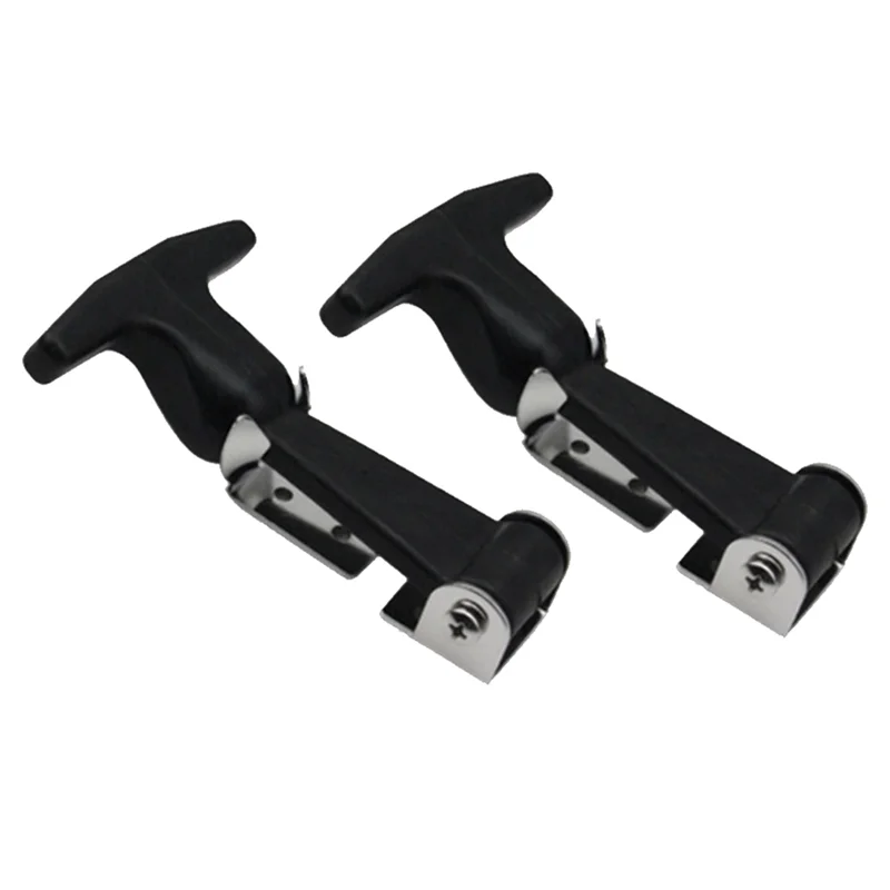 2Pcs Stainless Steel Rubber Hood Catch Flexible T-Handle Hasp Rubber Flexible Draw Latches with Brackets Tool Box