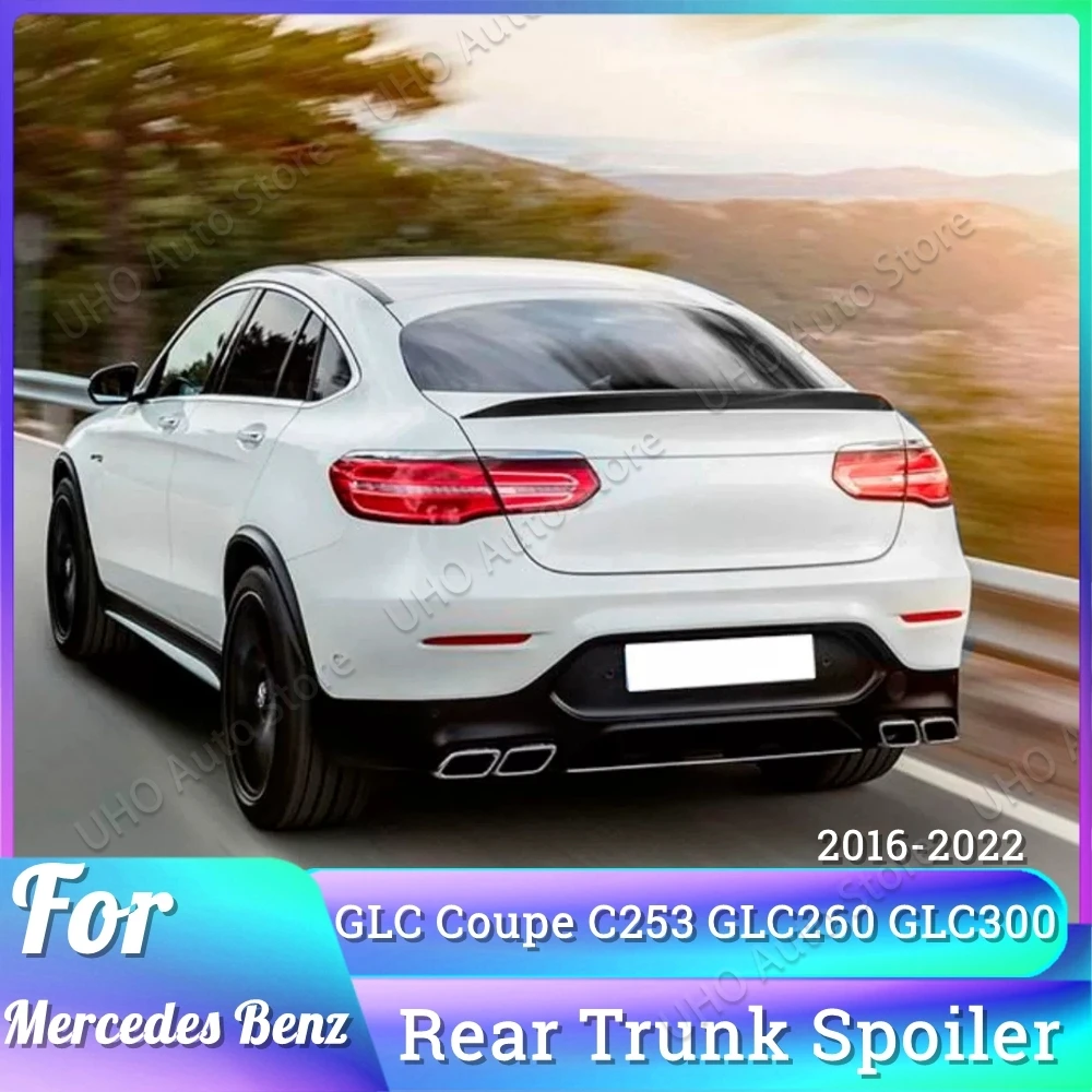 For Mercedes Benz GLC Coupe C253 GLC260 GLC300 2016+ AMG Car Rear Roof Trunk Spoiler Body Kit Tail Wings Gloss Black Carbon Look