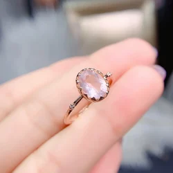 FS 6*8mm Natural Rose Quartz Simplicity Ring S925 Sterling Silver Fine Fashion Charm Weddings Jewelry for Women MeiBaPJ