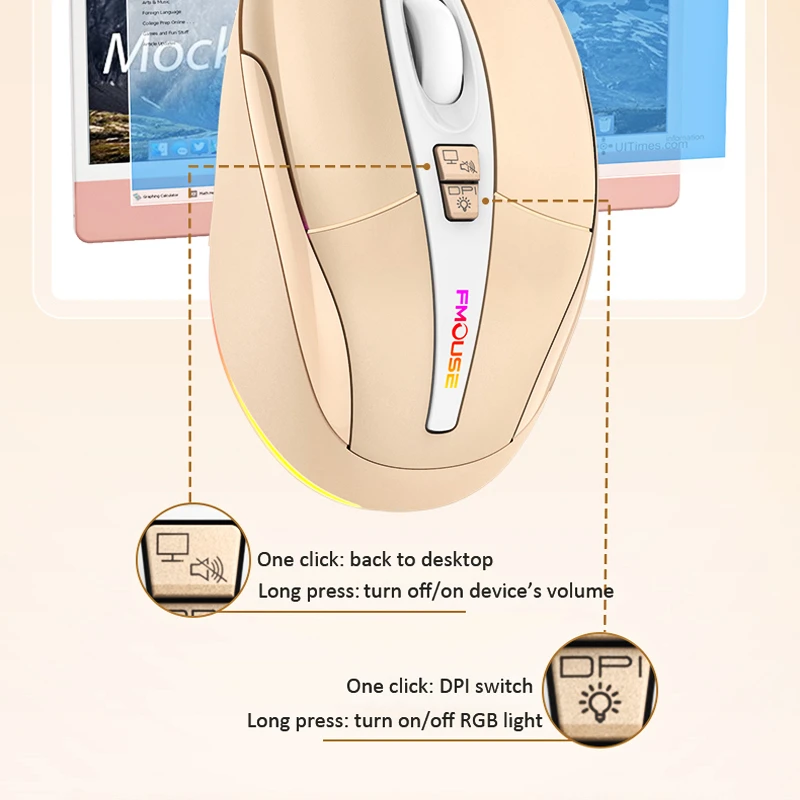 Multi-Function Bluetooth 2.4G Wireless Mouse One-Click To Desktop Type-C Rechargeable Mute Silent RGB Backlight Mice 2400DPI