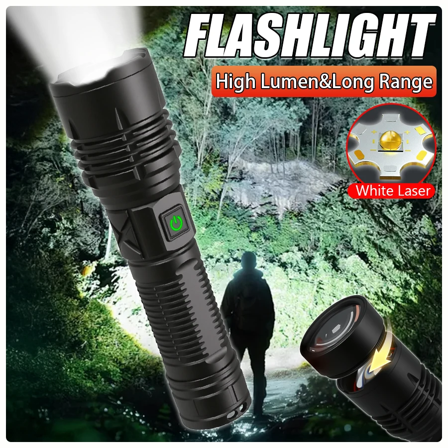 

Super Bright LED Flashlight USB Rechargeable Torch Telescopic Zoom Powerful Hand Light Outdoor Waterproof Exploration Lantern