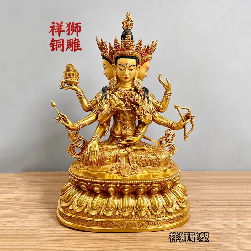 HT Large Tibetan style all copper gold-plated Zunsheng Buddha Mother Buddha statue ornament, 1-meter Buddha statue custom design