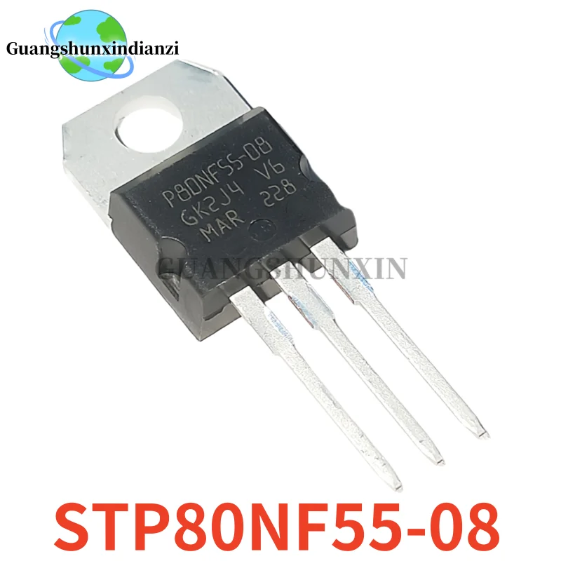 10-20PCS Brand New P80NF55 P80NF55-08 STP80NF55-08 STP80NF55 TO-220 MOSFET 80A 55V N-Channel Best Quality In Stock