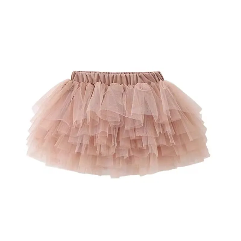 

6 Layers Khaki Tutu Skirt Xmas Toddler Girls Mini Cake Skirt Baby Fluffy Tulle Dress Cute Kids Party Birthday Skirt Costume