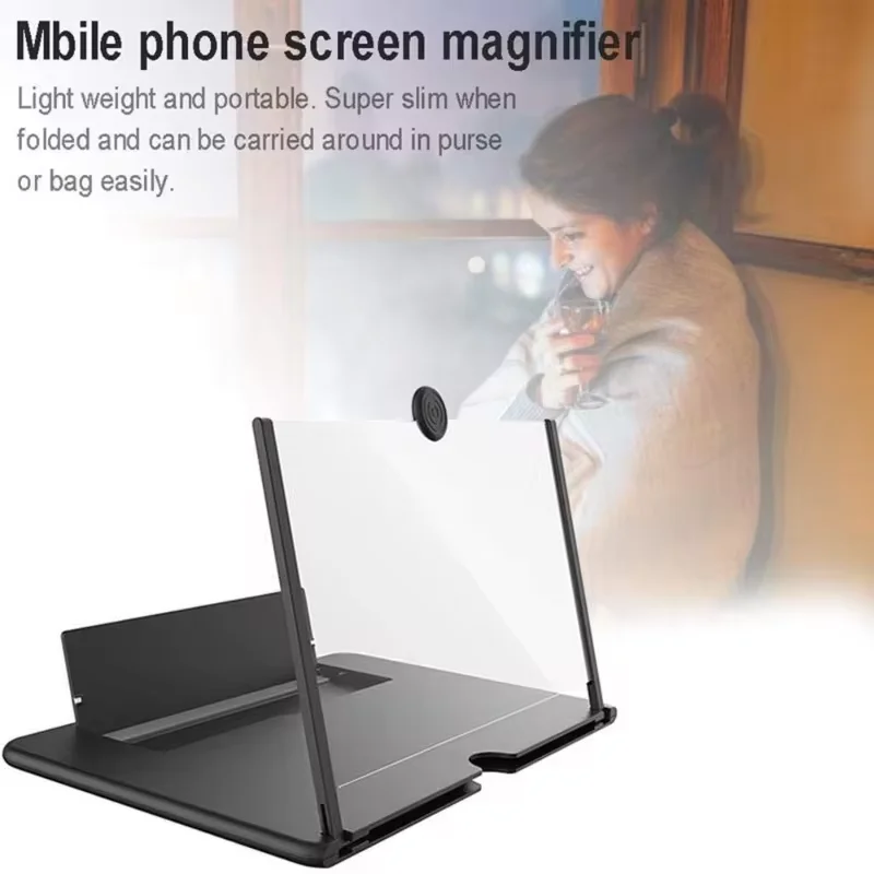 3D Mobile Screen Amplifier, Folding Curved Screen Magnifier, Smartphone Stand, Screen Magnifier Stand, 12 inches