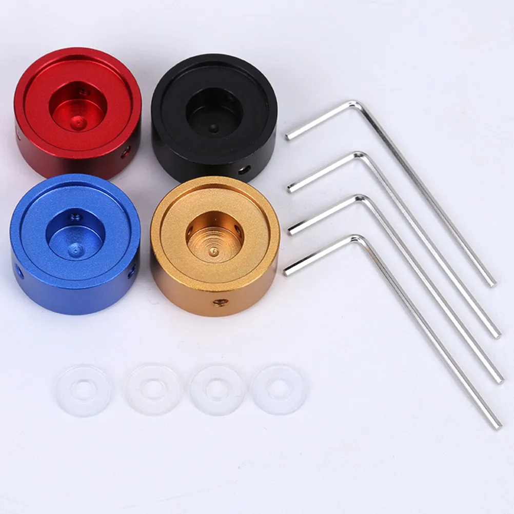 2Sets Guitar Pedal Caps Aluminium Alloy Effect Pedal Toppers for Electric Guitar Footswitches Rubber Mat Safety Glossy Long Life