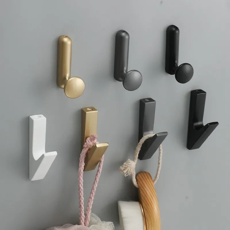 Self-Adhesive Metal Matte Wall Hooks Bathroom Accessories Coat Hooks Towel Hook Creative For Key Hat Bag Home Decorative Hook