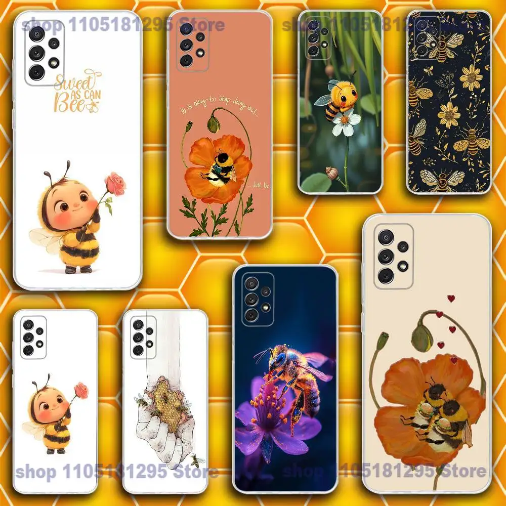 

Cute Cartoon Honeybee Phone Case For Samsung S25,24,23,21,22,20 FE lite,S10,9,PIus Note20ultra Soft Transparent