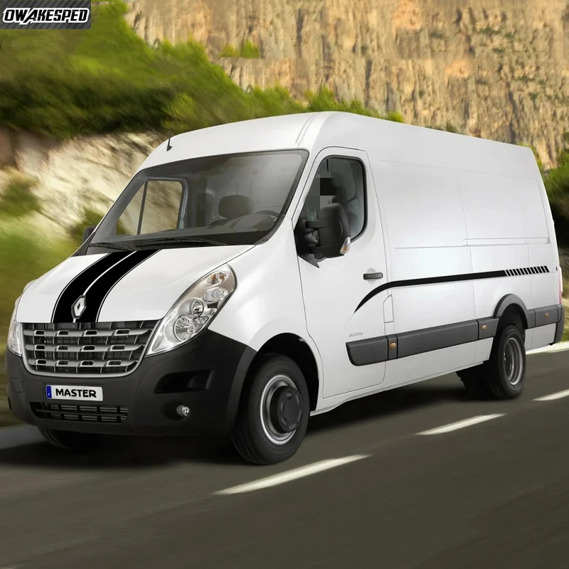 1 Juego de pegatinas para puerta de carrocería de coche, para Renault Master, autocaravana, Van, cubierta de motor de coche, calcomanías de vinilo, accesorios de ajuste de rayas deportivas