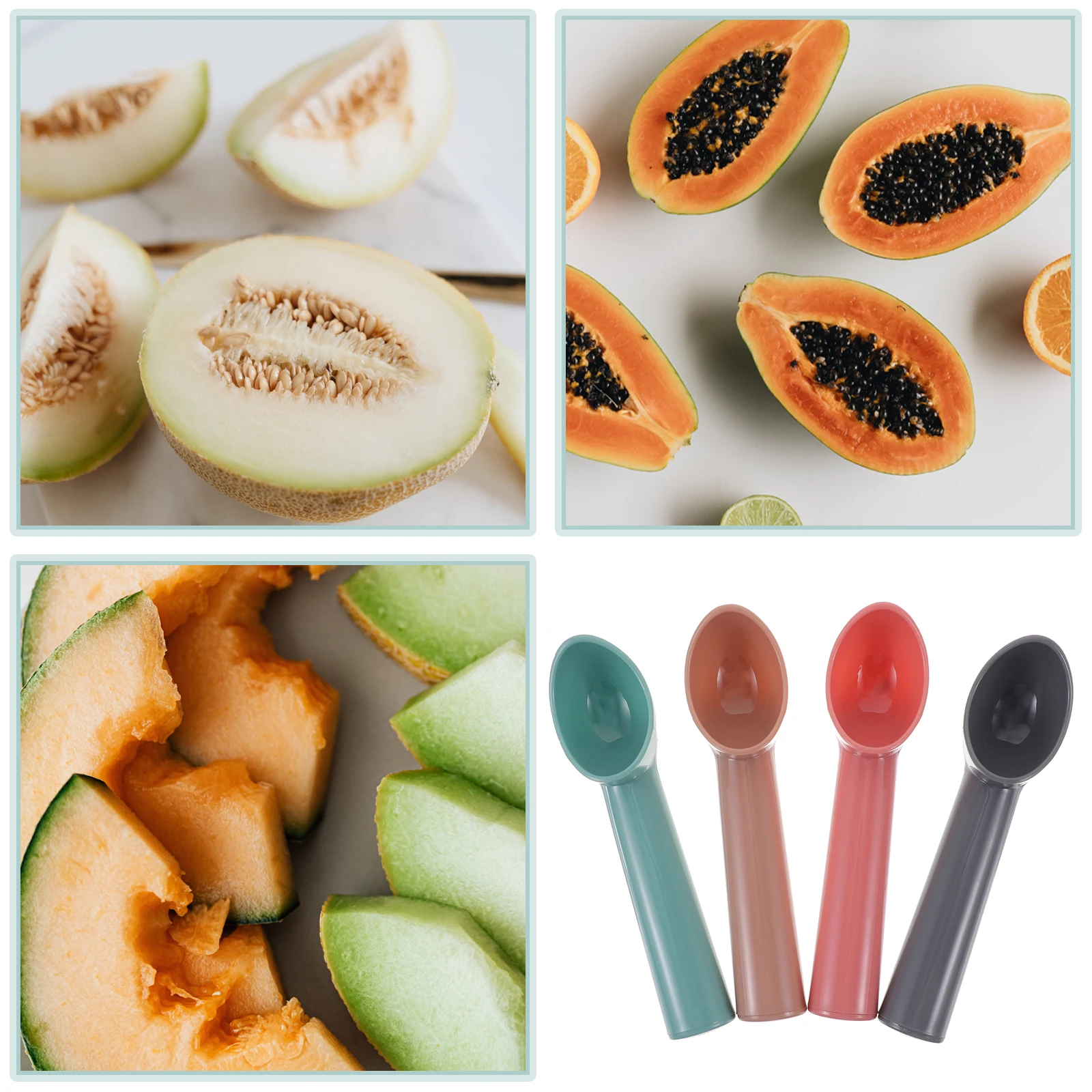 

4 Pcs Ice Cream Scoop Plastic Multifunctional Food Spoons Evenly Sized Proportioned Round Smooth Practical