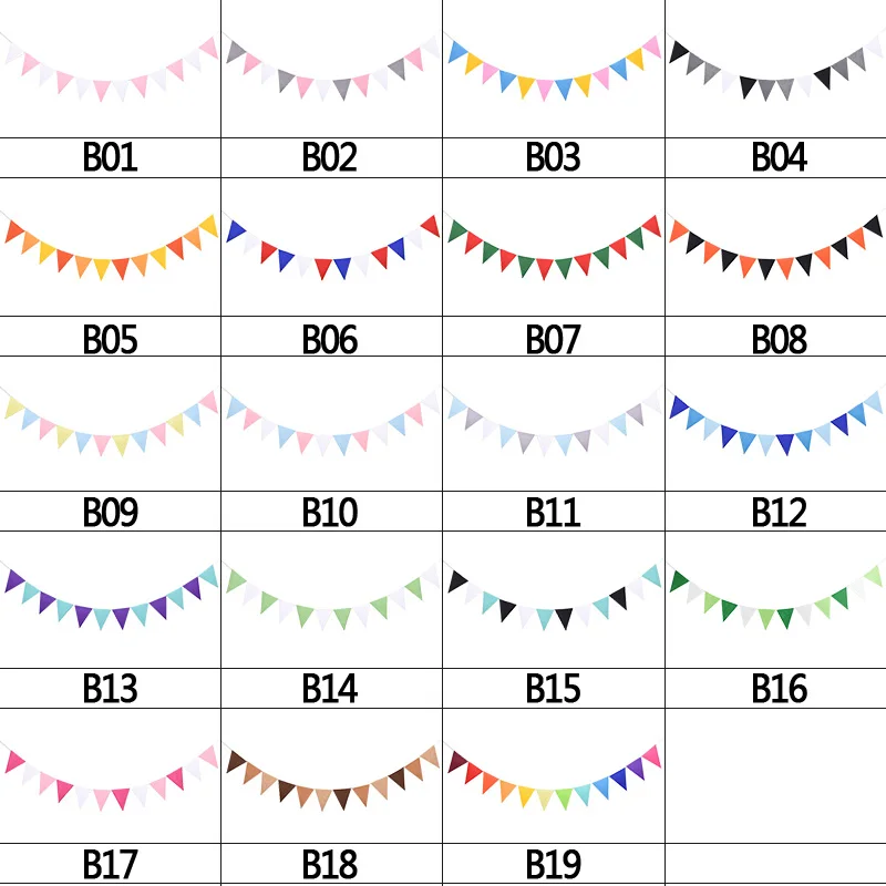 12 Flags Hanging Banners Felt Cloth Garland Wall Hanging Bunting Flags Pennant for Baby Shower Wedding Birthday Party Decoration