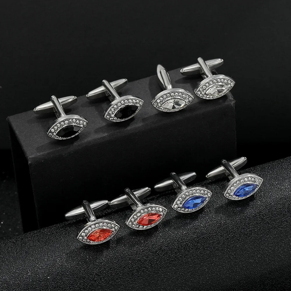 New Men's French Shirt Cufflinks Luxury Oval Shinny Zirconia Cufflinks Fashion Trend Suit Cufflinks Men's Birthday Gift 2025