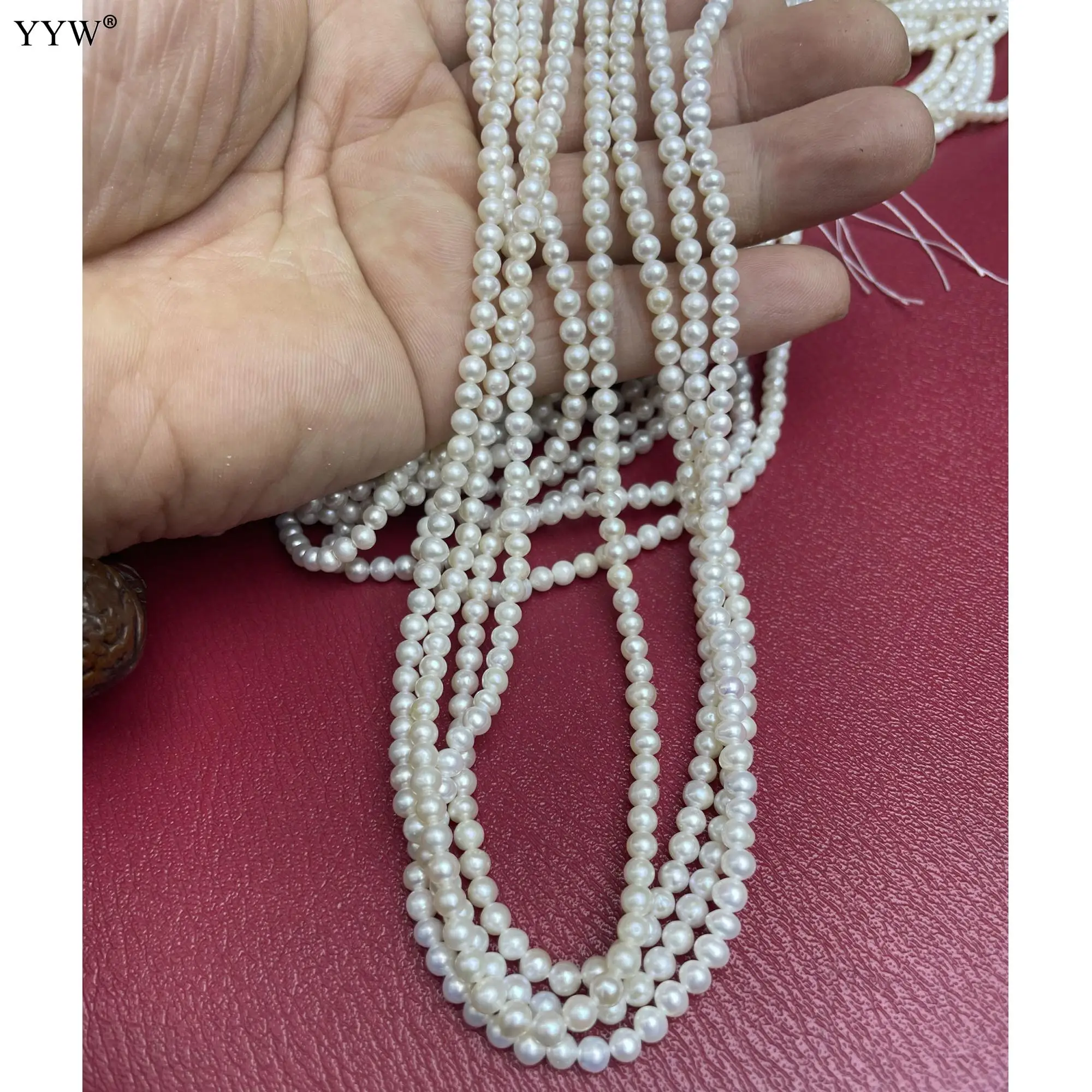 Cultured Round Freshwater Pearl Beads Natural & Diy White 3.8-4mm Sold Per 36-38 Cm Strand