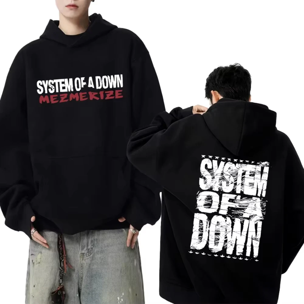 Bluza z kapturem Rock Band System of A Down Mezmerize 2025 Album Vintage Metal Streetwear Unisex Hip Hop Casual Męska Damska Nadrukowana