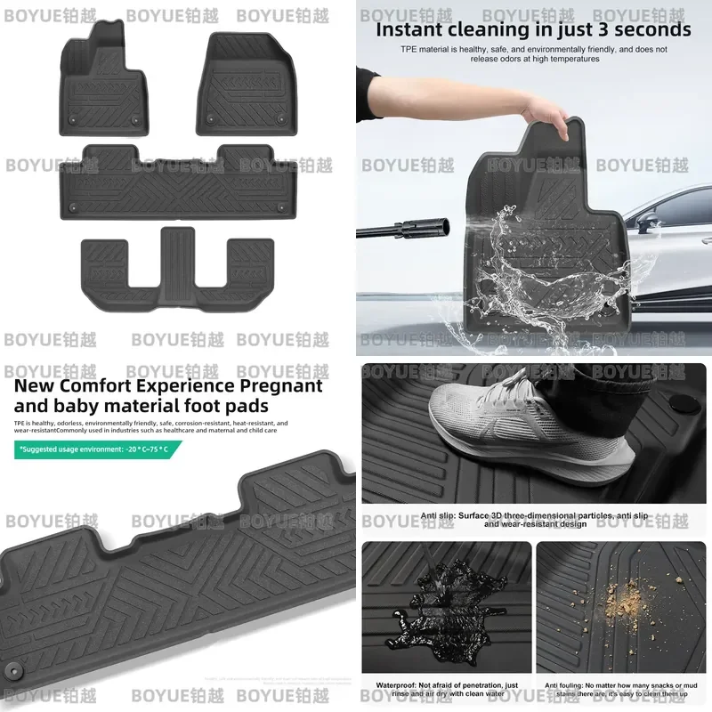 Custom Fit TPE Floor Mats for Volvo EX90 All Weather Waterproof Car Interior Liners Trunk Cargo Protection Accessories