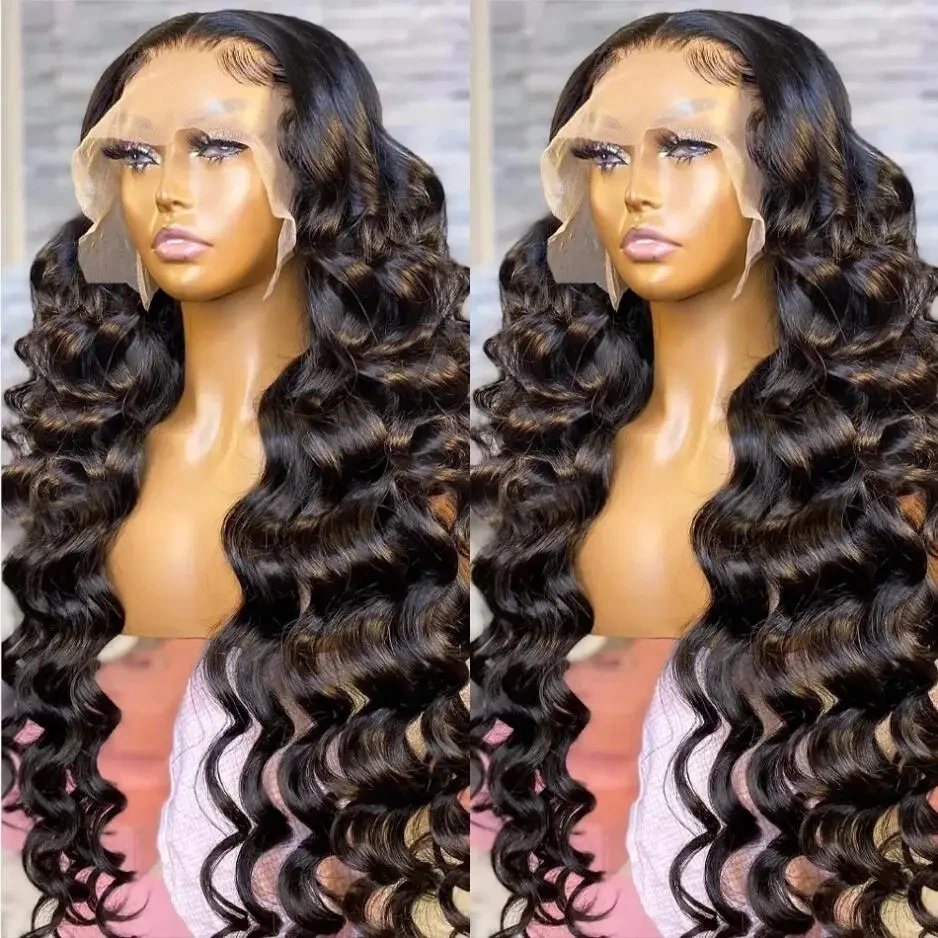 

Black Loose Curly Glueless Preplucked Synthetic Hair Lace Front Wigs For Women Pre Plucked Cosplay Party Frontal Wigs