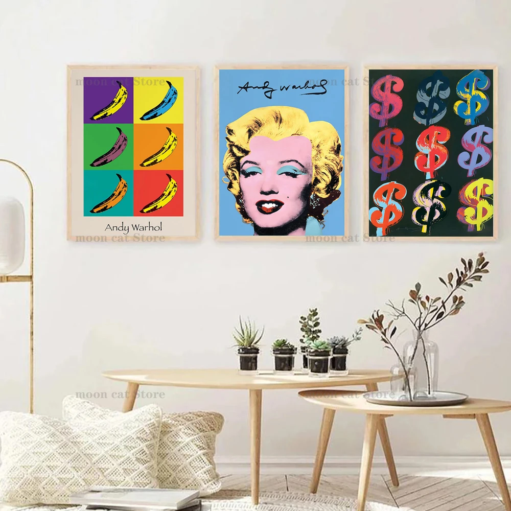 Andy Warhol Pop Art Exibition Poster Marilyn Monroe Colorful Cow Canvas Painting Wall Art Pictures Room Home Decor